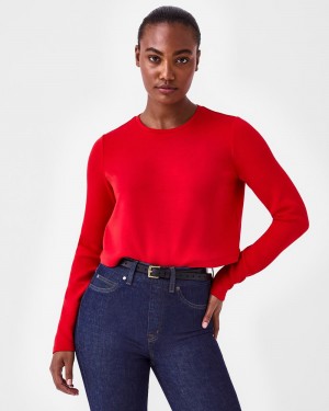Spanx AirEssentials Cropped Long Sleeve Üstler Kadın Kırmızı | BMKXHD329
