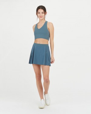 Spanx The Get Moving Pileli, 14" Kısa Etek Kadın Mavi | KTHVXF583