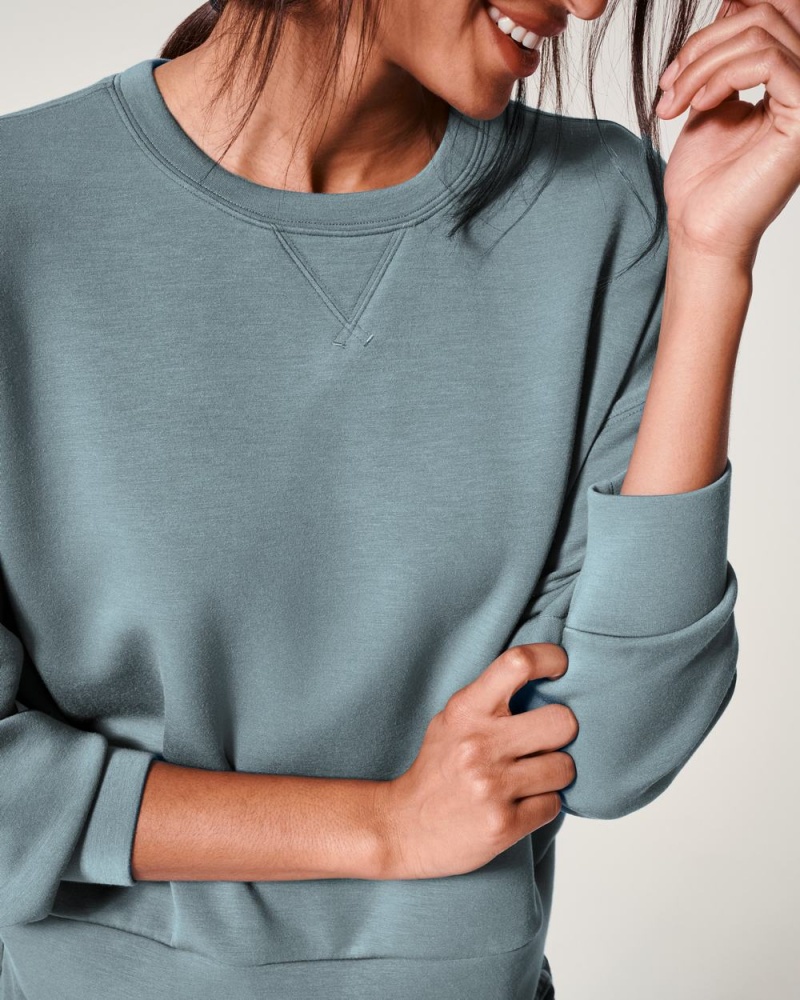 Spanx AirEssentials Crew Üstler Kadın Mavi Gri | EISRLT732