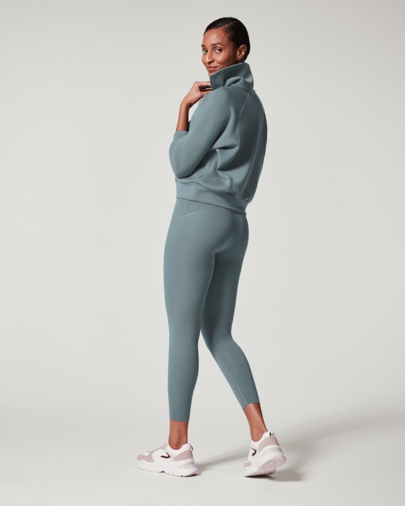 Spanx AirEssentials Half Zip Üstler Kadın Mavi Gri | EZUIDP857