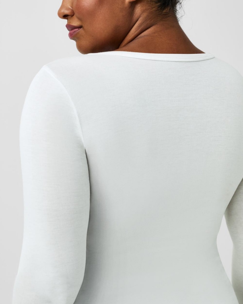 Spanx Better Base Long Sleeve Crew Üstler Kadın Beyaz | PLKCHD156