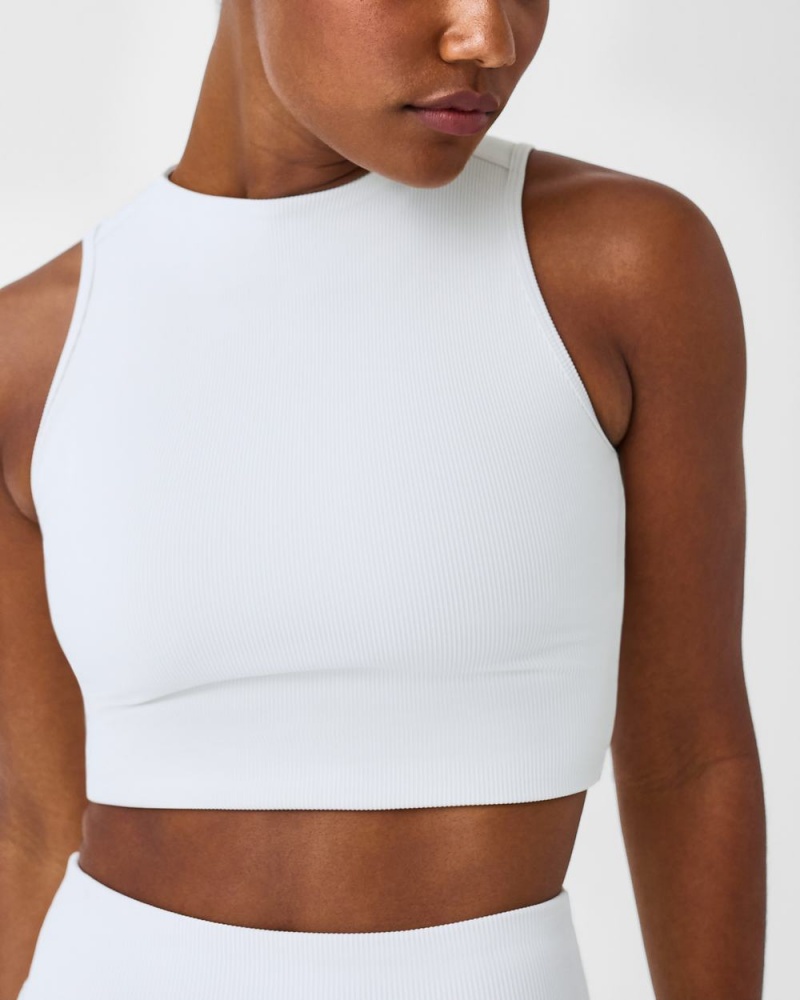 Spanx Contour Rib Mock Neck Crop Üstler Kadın Açık Gri | MUNSZR821
