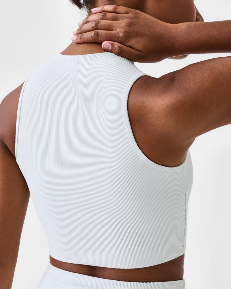 Spanx Contour Rib Mock Neck Crop Üstler Kadın Açık Gri | MUNSZR821
