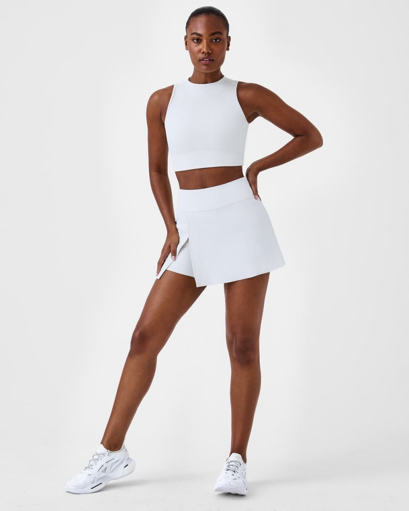 Spanx Contour Rib Mock Neck Crop Üstler Kadın Açık Gri | MUNSZR821