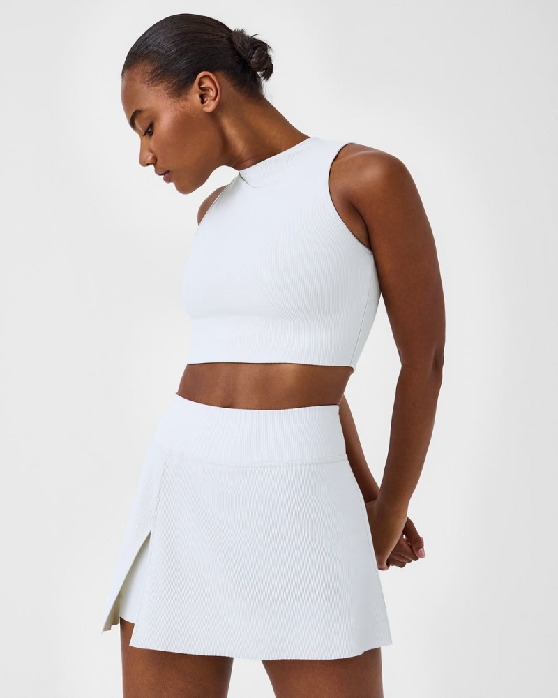 Spanx Contour Rib Mock Neck Crop Üstler Kadın Açık Gri | MUNSZR821