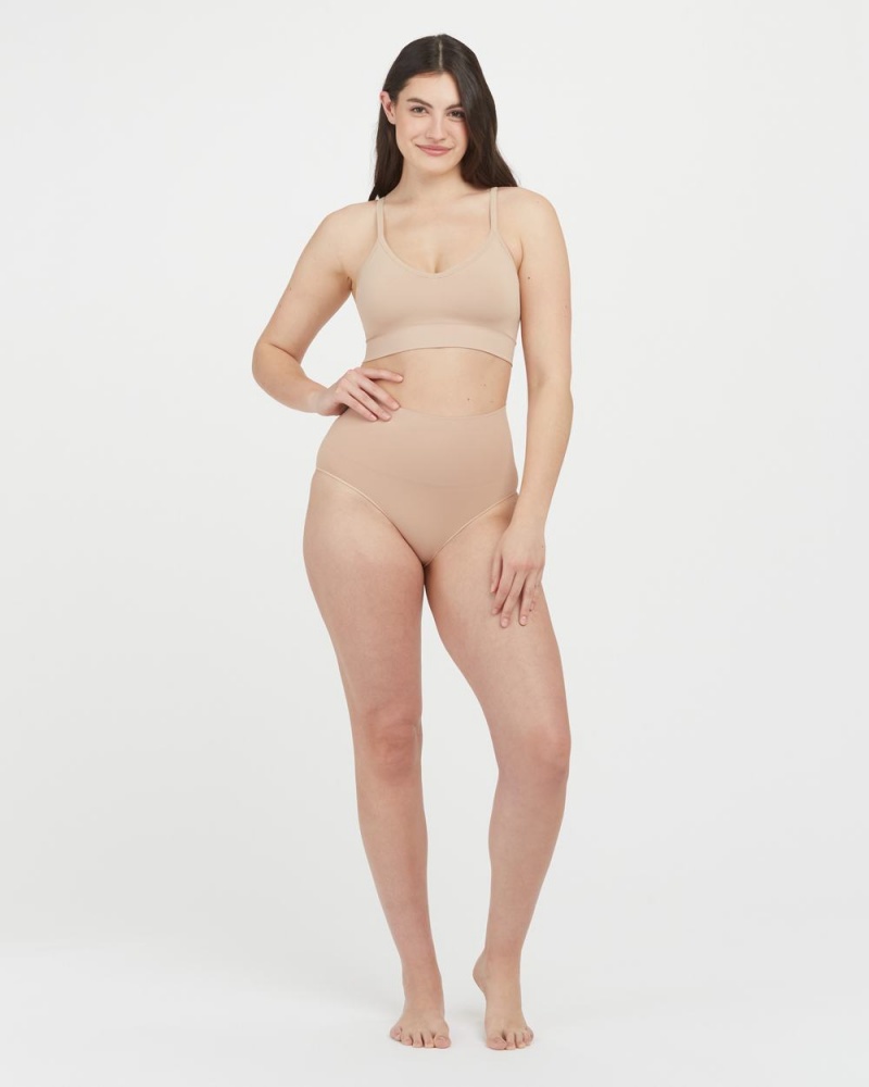 Spanx EcoCare Seamless Shaping Longline Bralette Kadın Bej Rengi | PQSKOA905