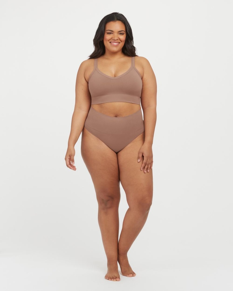 Spanx EcoCare Seamless Shaping Longline Bralette Kadın Cafe Au Lait | GYVPLF321