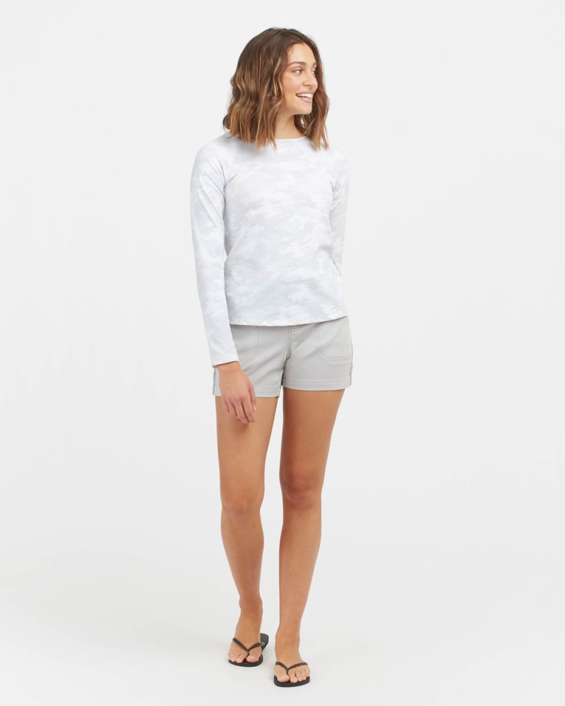 Spanx Long Sleeve Swim Shirt Mayo Kadın Beyaz Camo | SCBTMQ285
