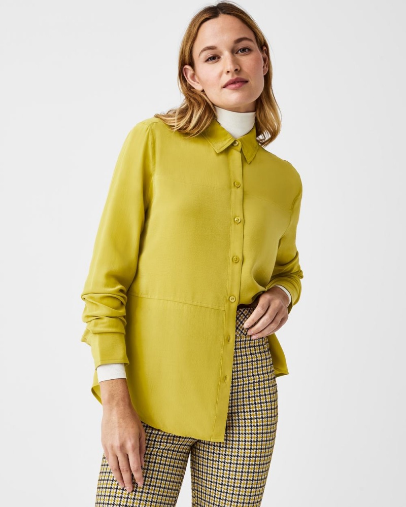 Spanx Low Maintenance Silk Button Down Üstler Kadın Açık Yeşil | GOJKUS874