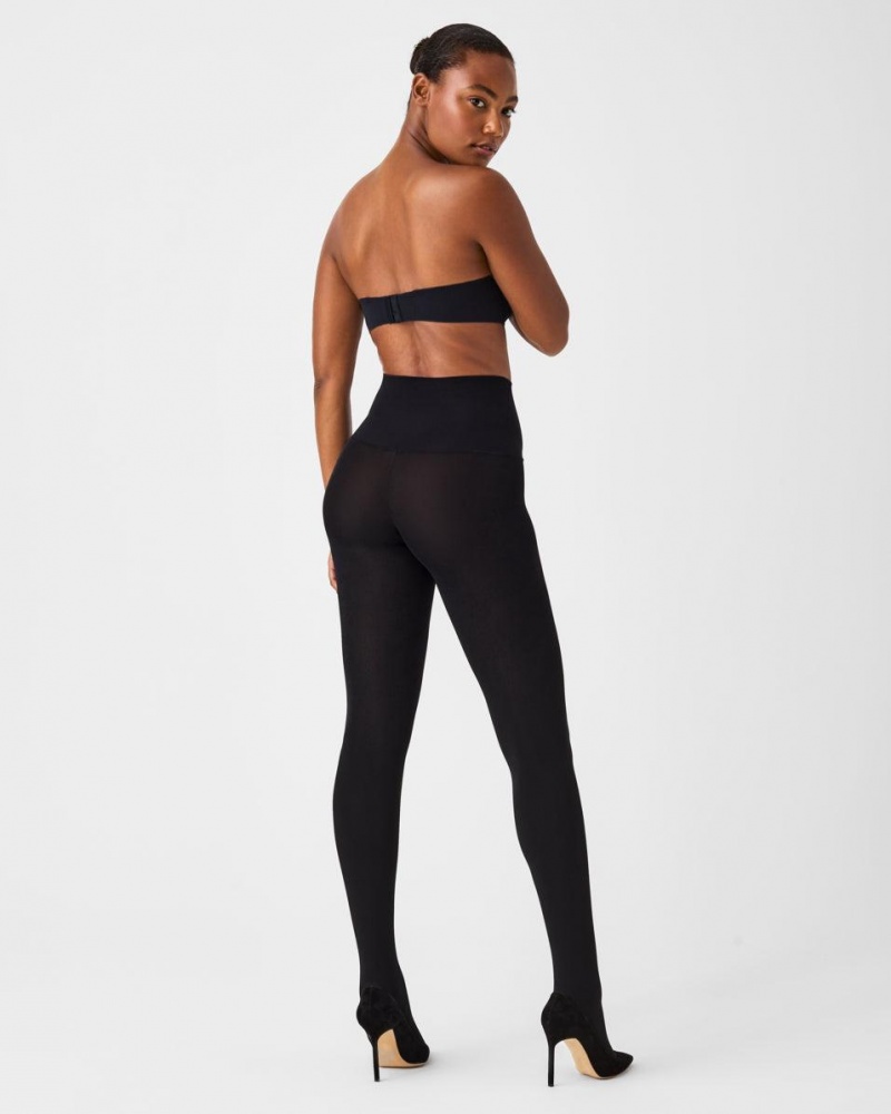 Spanx Plush Tummy Shaping Tights Tayt Kadın Siyah | UMFIGQ603