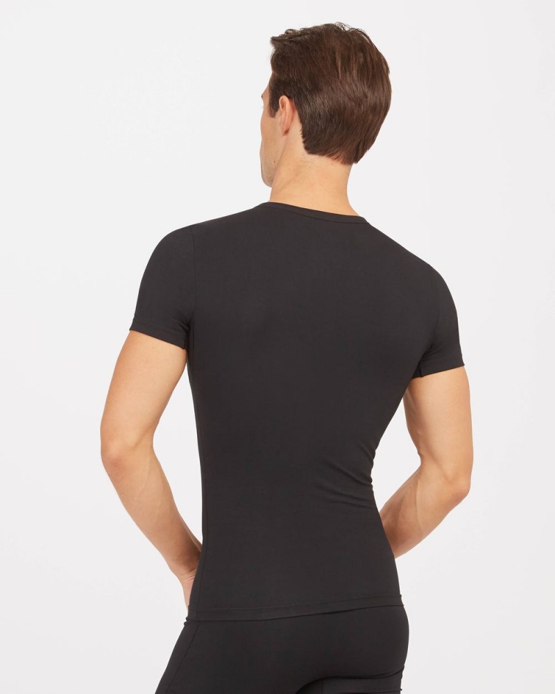 Spanx Sculpt Pamuklu Crew Neck Fanilalar Erkek Siyah | AQLJYT517