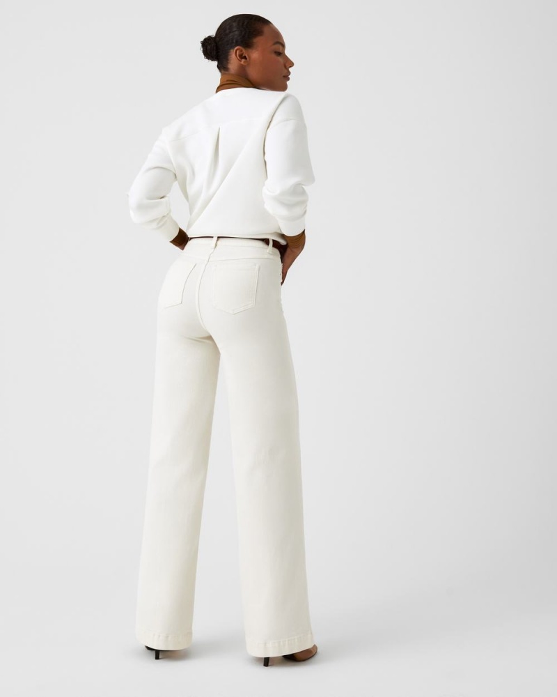 Spanx Seamed Front Geniş Leg Kot Pantolon Kadın Beyaz | AZQOXI156