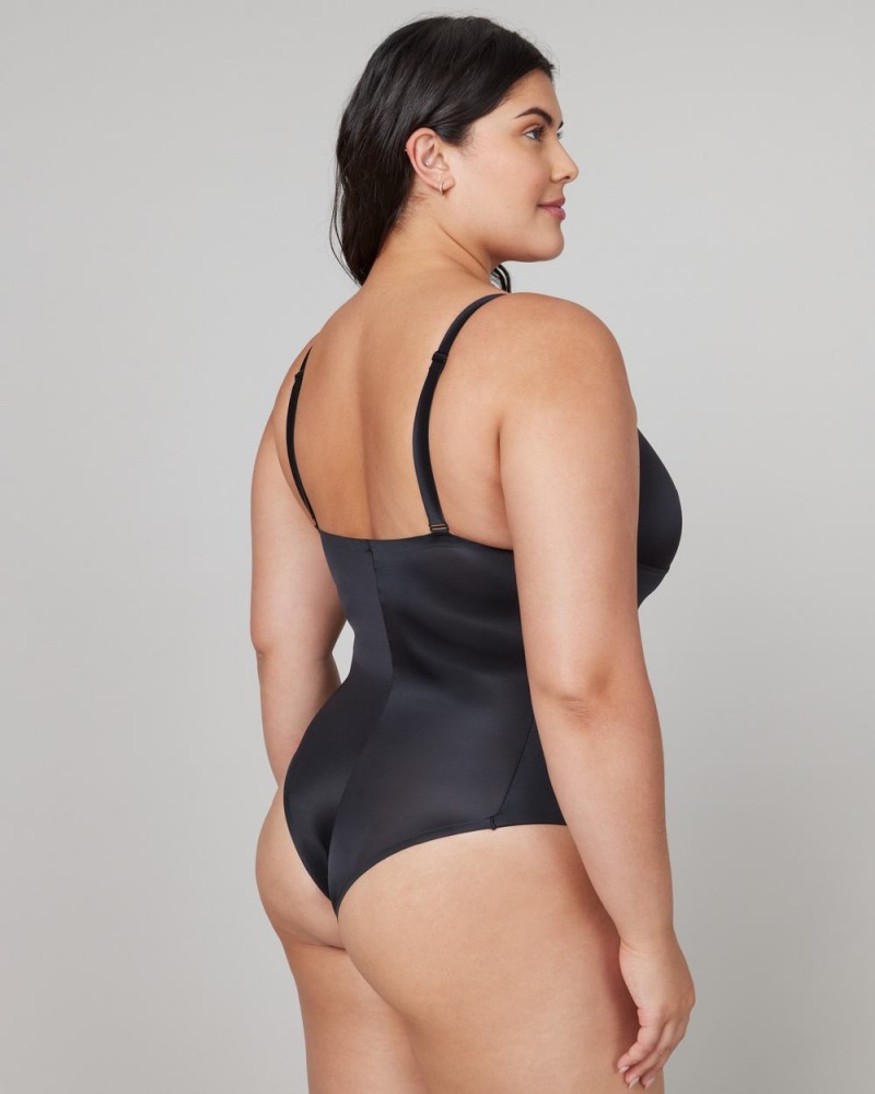 Spanx Shaping Satin Tanga Bodysuit Kadın Siyah | UCZDXS542