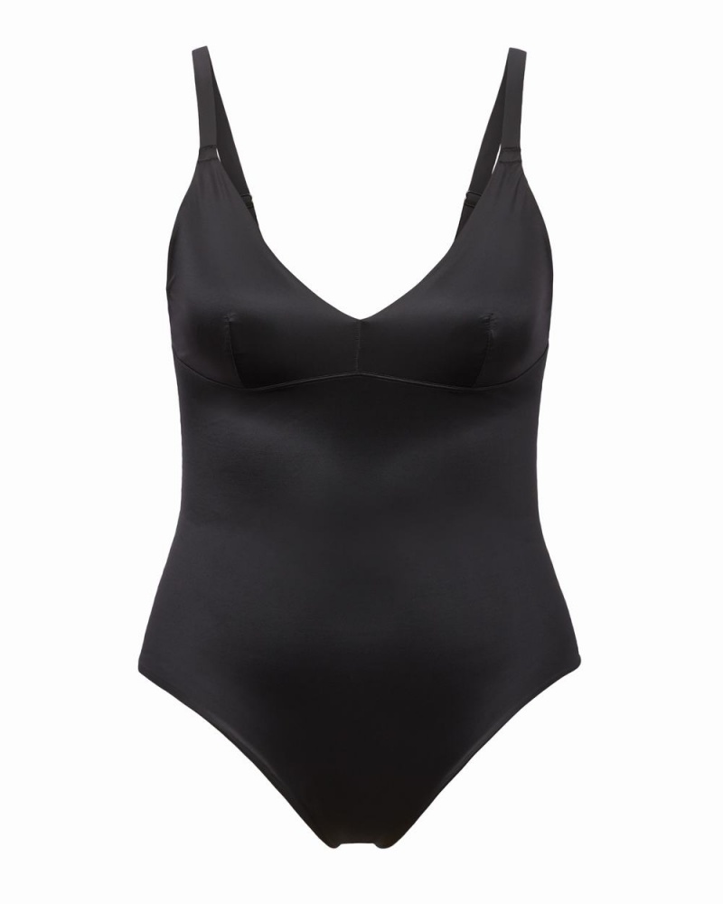 Spanx Shaping Satin Tanga Bodysuit Kadın Siyah | UCZDXS542