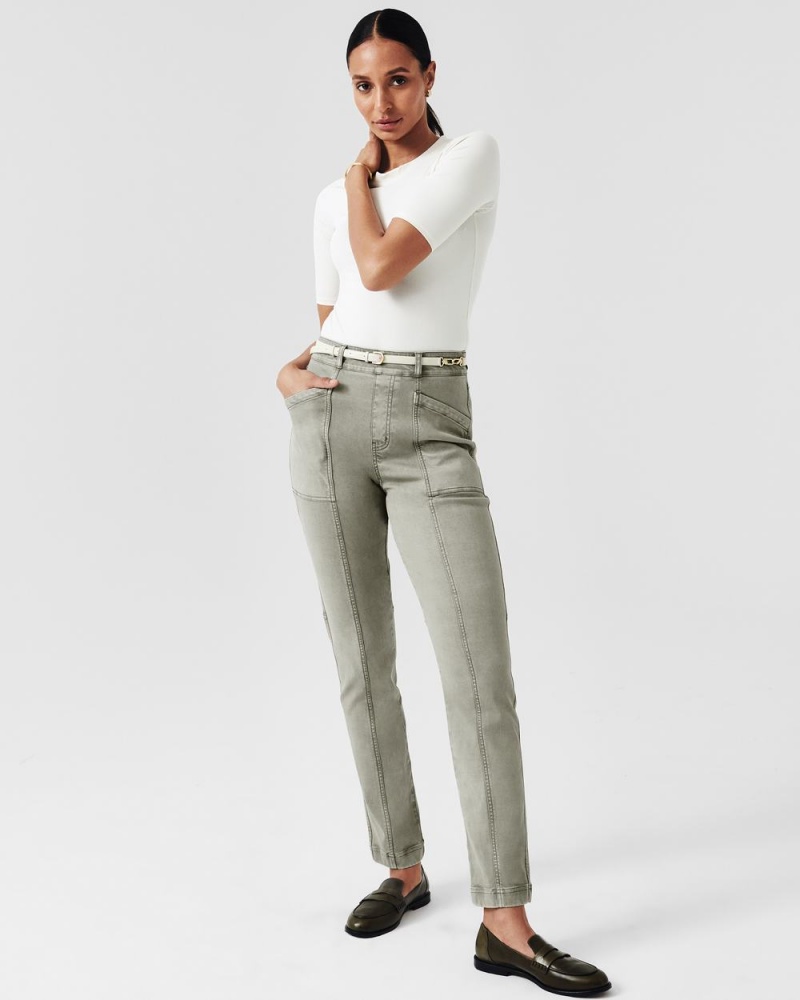 Spanx Stretch Twill Düz Leg Pantolon Kadın Zeytin Yeşili | VRDZMS285