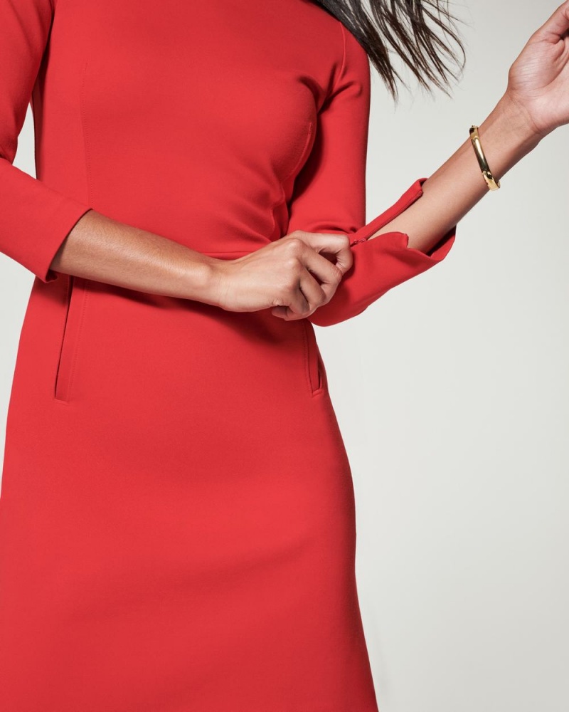 Spanx The Perfect A-line 3/4 Sleeve Elbise Kadın Kırmızı | INPBHL204