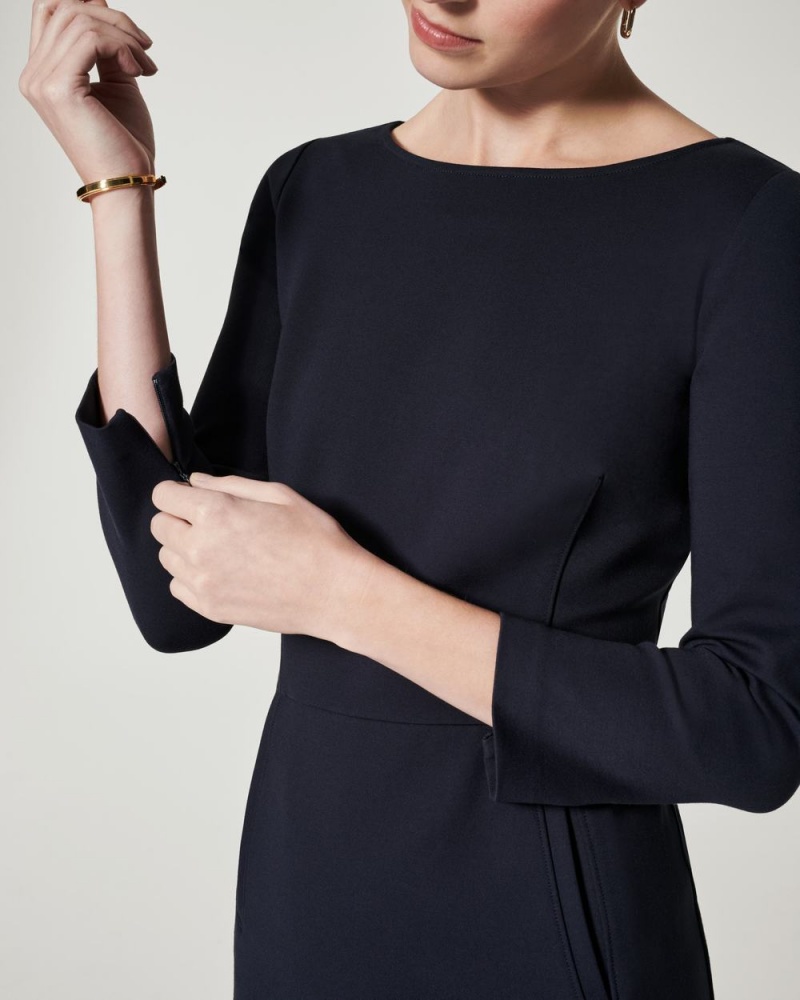 Spanx The Perfect A-line 3/4 Sleeve Elbise Kadın Lacivert | FXILOJ486