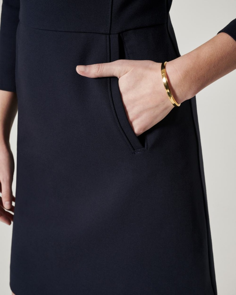 Spanx The Perfect A-line 3/4 Sleeve Elbise Kadın Lacivert | FXILOJ486