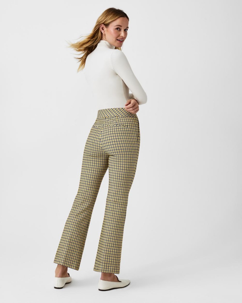 Spanx The Perfect Pant, Kick Flare in Orange Pop Plaid Jacquard Pantolon Kadın Dijon Houndstooth | BOYLTI673